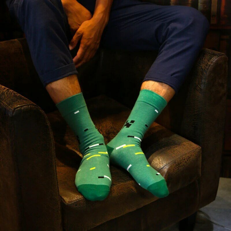 Estilo britânico meias de algodão masculino em tubo alto moda masculina meias de maré europeia e americana marca casal meias