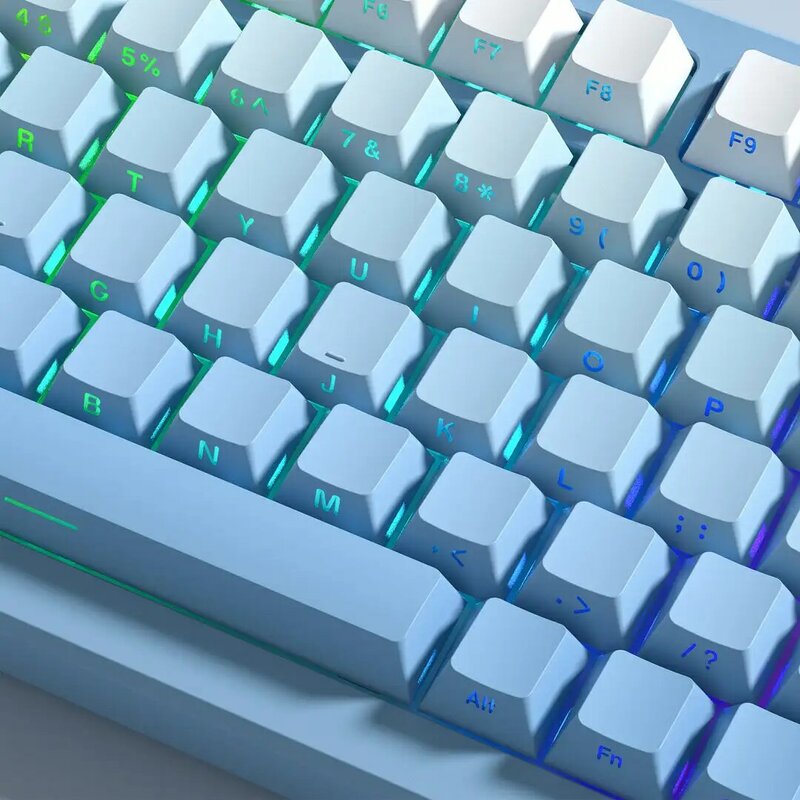 Gradientowe niebieskie nakładki na klawisze z nadrukiem Cherry Profile Double Shot PBT 136-klawiszowe dla przełączników Cherry Gateron MX Klawiatura dla graczy