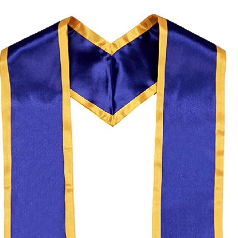 652F Faja estola graduación lisa unisex para adultos que combina con vestido graduación para académicos