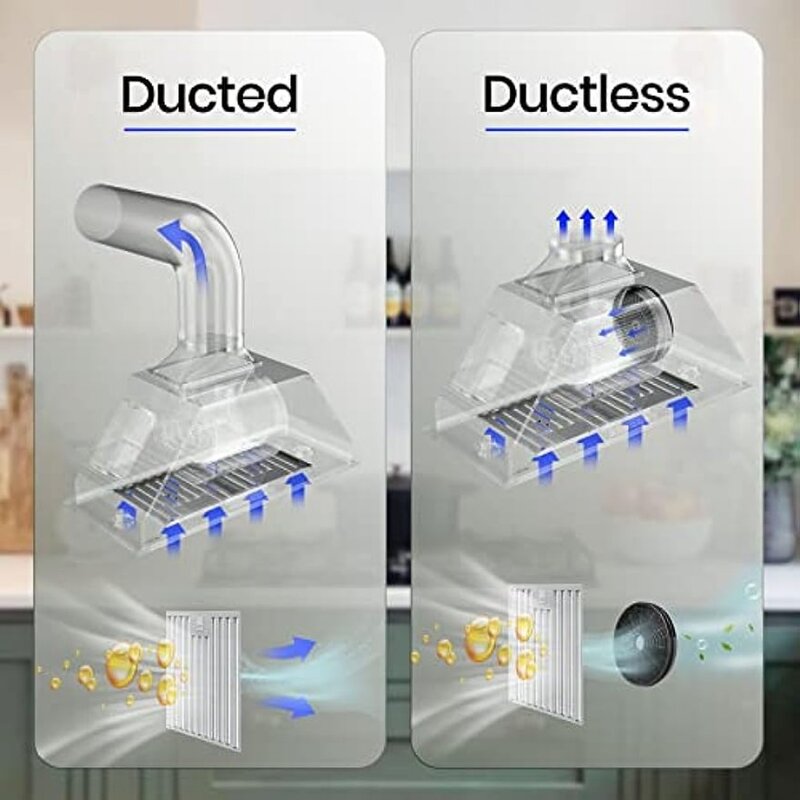 Duto e Ductless Gama Hoods com 4 velocidades Soft Touch Panel Control, lava-louças filtros seguros, cozinha sobre fogão