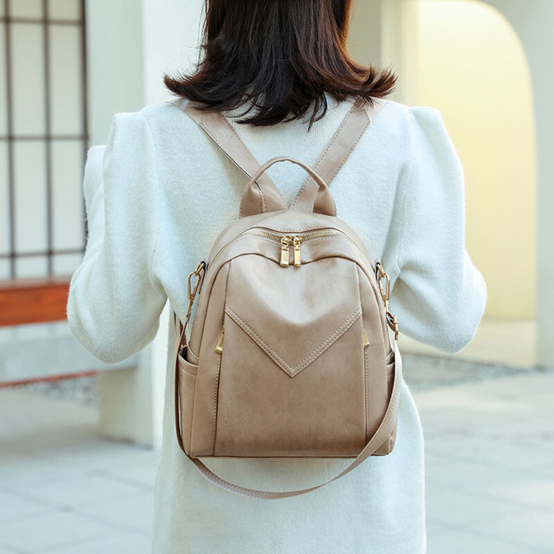 Женский рюкзак из искусственной кожи, Повседневная маленькая однотонная Дорожная сумка на плечо, школьный ранец