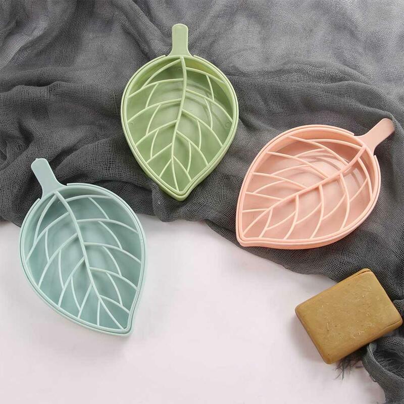 Shower Bath Fast Drying Plastic Easy to Clean Leaf Shaped Draining Rack Sponge Holder Soap Dish Soap Container Box