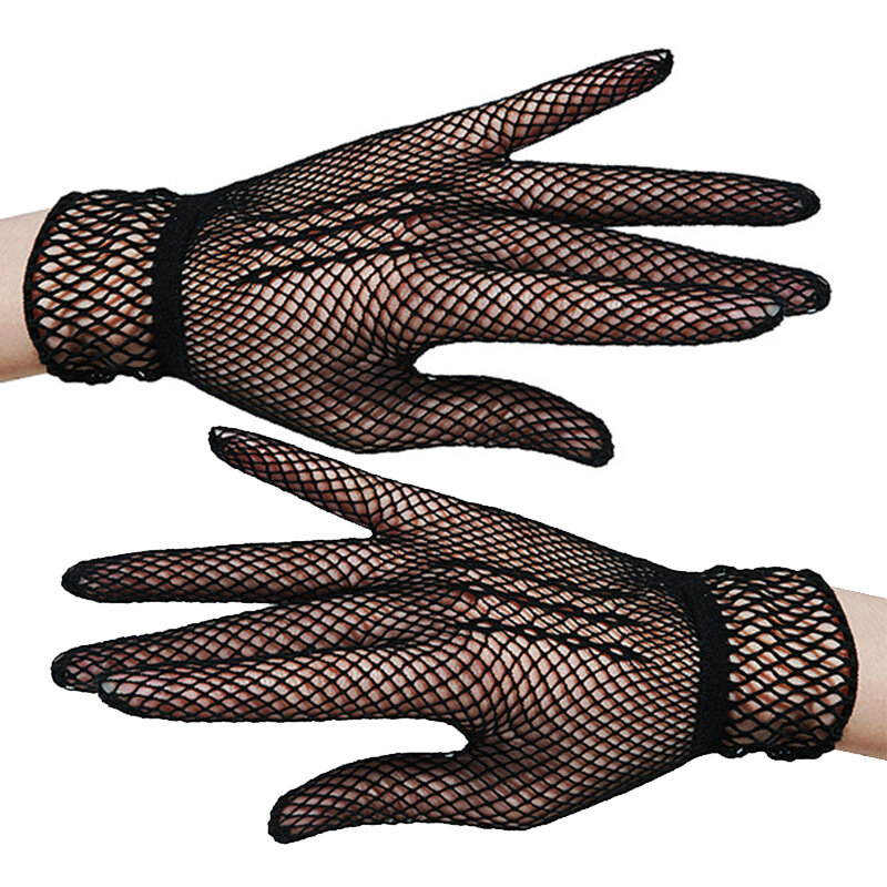 Женские короткие кружевные перчатки, элегантные блестящие черные, белые перчатки для выпускного вечера, однотонные Свадебные рукавицы, летние защитные варежки