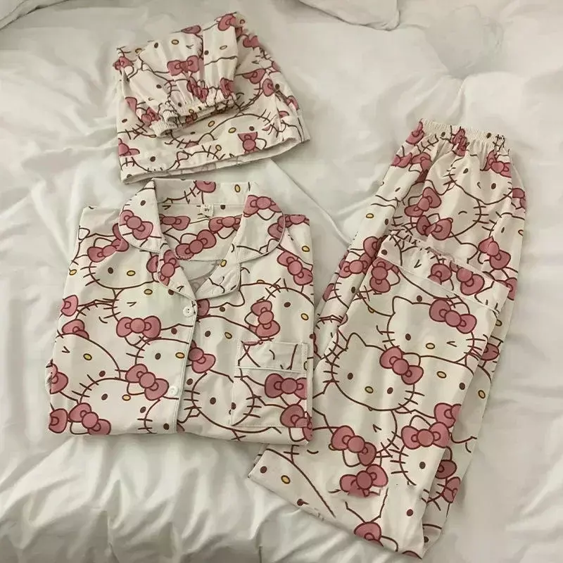 Sanrio Kuromi Hello Kitty Melody Short Pajamas for Women Kawaii Cartoon Loose Sleepwear Pajamas Sets Short Clothes