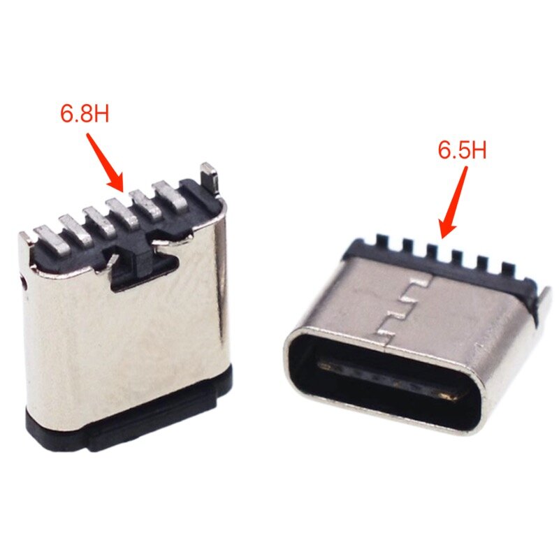 موصل USB نوع C 6PIN أنثى USB 3.1 3A عالية الحالي شحن سريع للألعاب الكهربائية ، والمراوح الصغيرة ، منفذ شحن سماعة الرأس