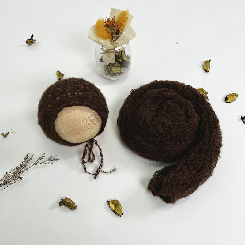 Don & Judy-Accesorios de fotografía para bebé recién nacido, conjunto de gorros, sombreros hechos a mano, capa envolvente de Mohair de ganchillo, accesorios para sesión de fotos