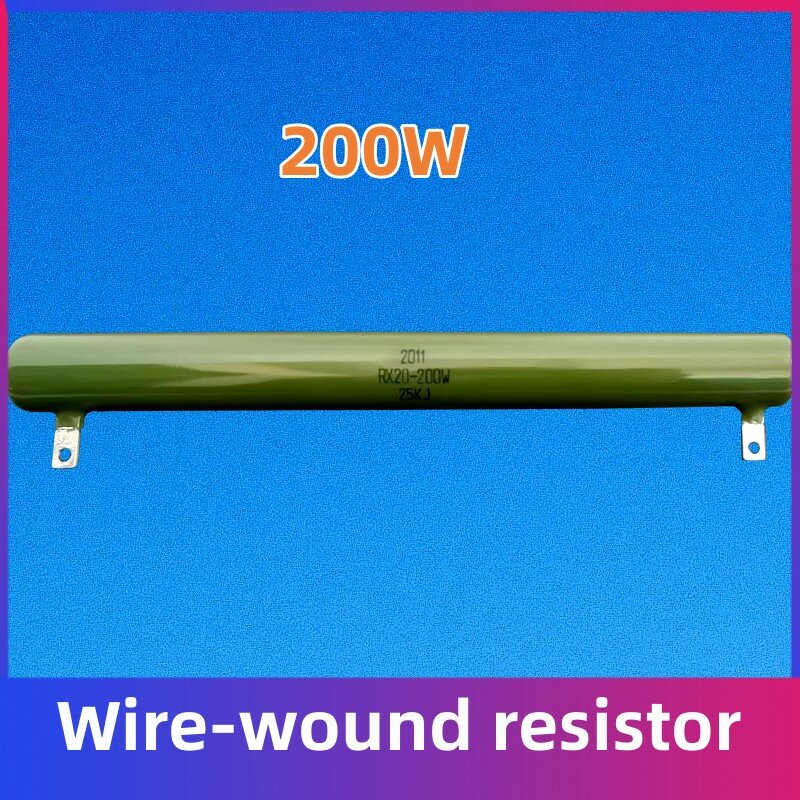 Resistencia enrollada de alambre esmaltado tipo tubo vítreo de alta potencia RX20, ZG11, 200W, 150R, 200R, 300R, 500R, 1K, 5K, 10K, 15K, 20K, 30K, 50K, 1 unidad