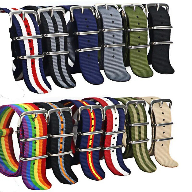 1pcs Nylon strap 16mm 18mm 20mm 22mm Watch Band Waterproof Watch Strap for Nylon Army Sport Watch Dropshipping Belt