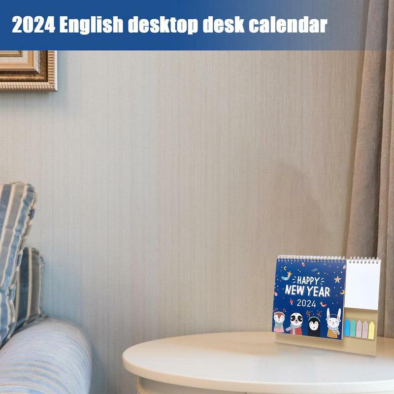 Calendario multifuncional de escritorio para el hogar, accesorio de mesa, mensual, papel de notas, pequeño, de pie para oficina, 2024