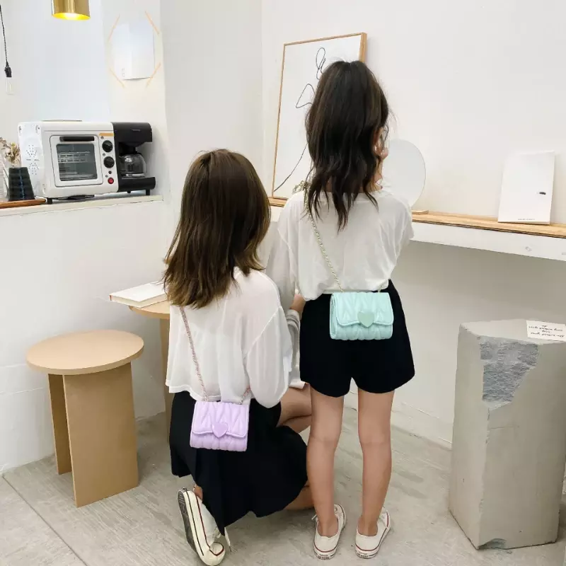 Fashion Heart Baby Girls Mini Crossbody Shoulder Bag for Kids Coin Purse Handbags Children's Mini Square Messenger Bag