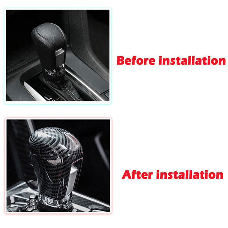 Botão preto do deslocamento da engrenagem da fibra de carbono, capa interior, guarnição para Honda Civic, 2016-2021