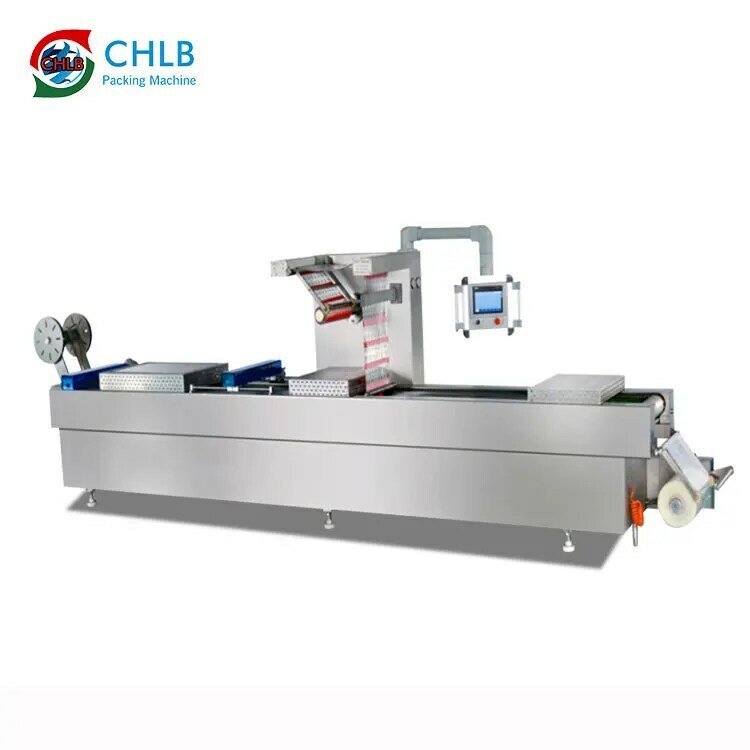 Automatic Meat Frozen Food Vacuum Packaging Machine, Continuous Stretch Film, Thermoforming
