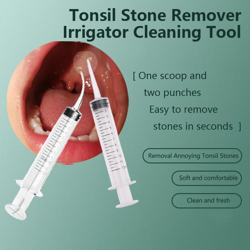 Irrigador de enchufe Tonsil, jeringa de riego Dental con punta curva, instrumento Dental desechable para uso dentista, 12ml