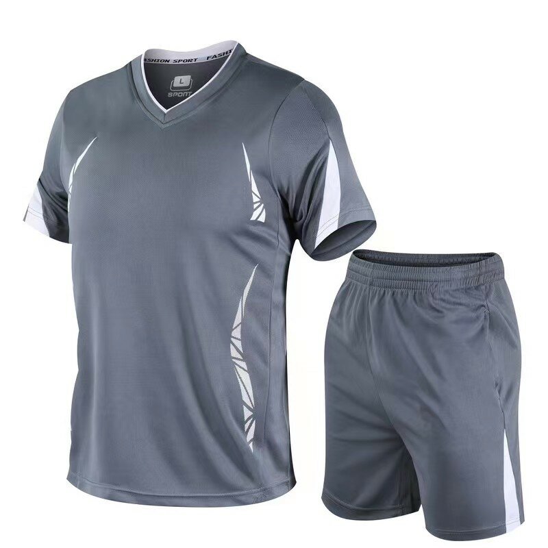 Sports Set Men And Women Summer Short Sleeve Gym Clothes Casual Loose T-shirt And Shorts Two-Pieces Set