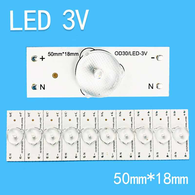 Diodos LED para reparação de TV, novas tiras de LED, 3V, 50mm x 18mm, 32 ", 39", 40 ", 42", 47 ", 49", 50 ", 55", 60 ", 65", 70 ", 75" conduziram o luminoso para o luminoso