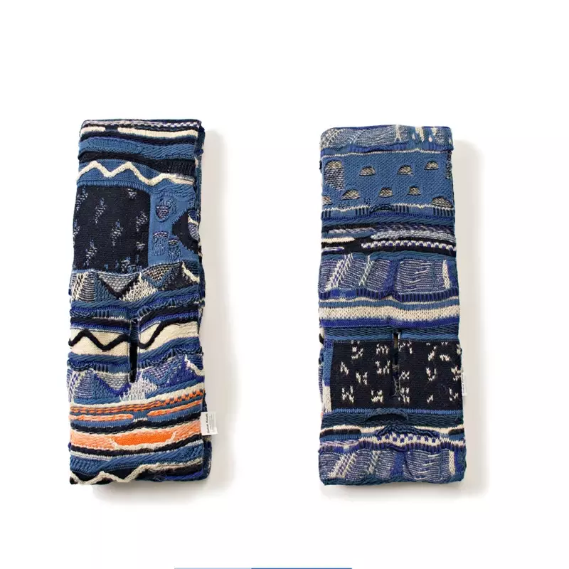 남녀공용 일본 레트로 니트 네커치프, 코튼 이너 안감, 따뜻한 스카프 넥