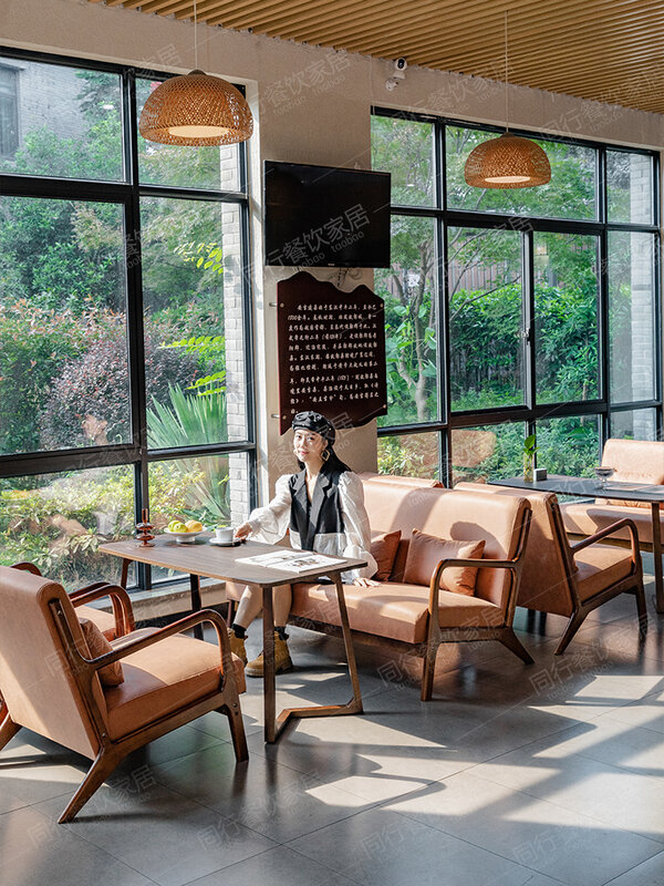 Combinación de mesa y silla de café comercial, té con leche, tienda de postres, Homestay Qingba Bar