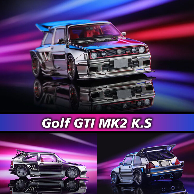 PreSale Liberty64 1:64 Golf MK2 KS Concept Modified Version Electroplated Silver Diecast Diorama Model Collection Miniature Toys