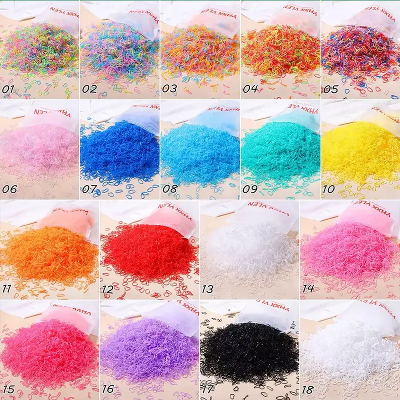 500/1000 Pcs Hair Bands Colourful Disposable Rubber Band Ties Headband Children Ponytail Holder Bands Kids Hair Accessories