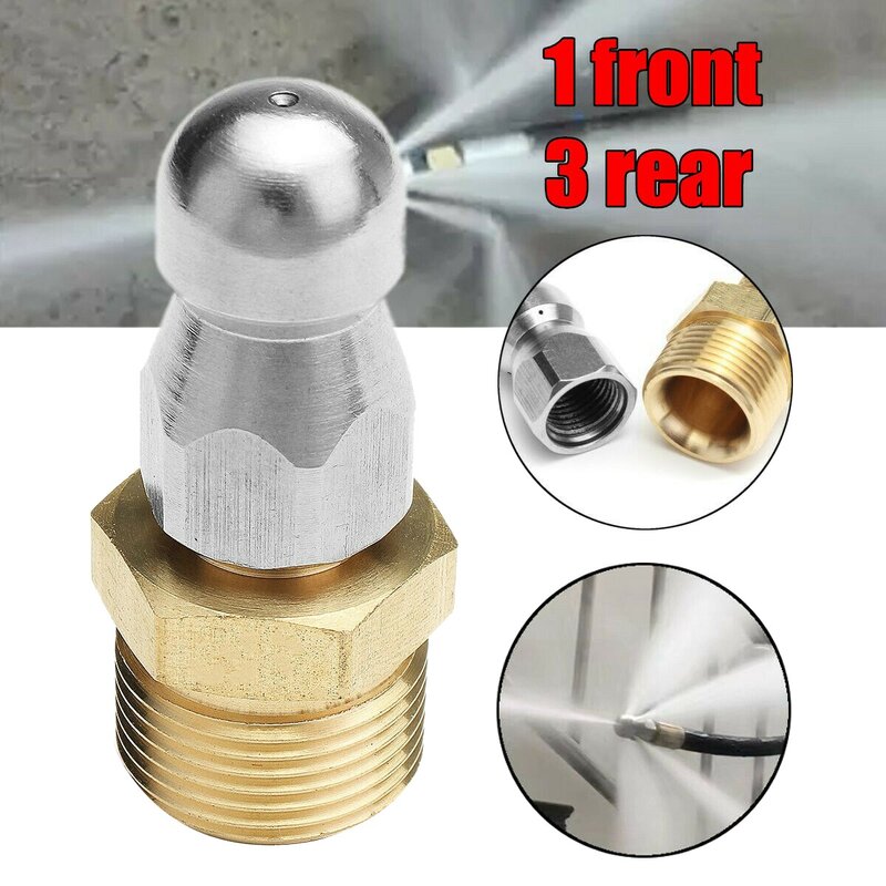 M22 F14 Nozzle High Pressure Washer Jetter Sewer Drain Dredge Cleaner Nozzle