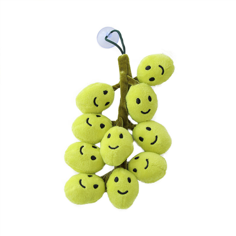 Lifelike uva brinquedos de pelúcia ventosa frutas kawaii pelúcia chaveiro decoração do carro encantos decoração quarto bonito presente aniversário crianças brinquedos