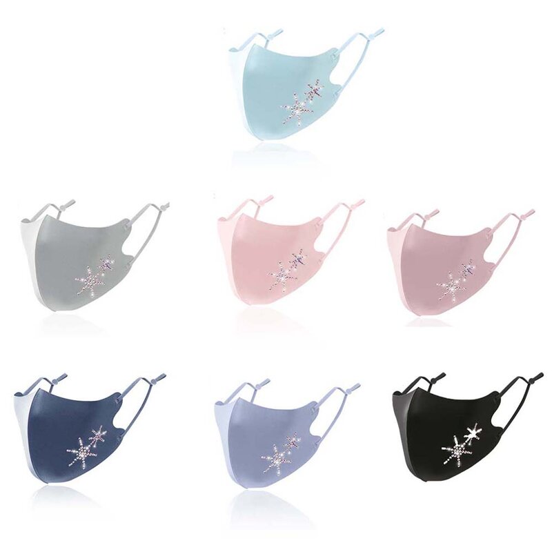 Delicate Washable Ice silk Anti-Dust Reusable Breathable Rhinestone Anti-Pollution Face Cover Health Care Dust Mask Face Mask