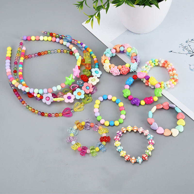 Jouet perlé fait à la main pour enfants, bricolage, perles d'espacement créatives, artisanat, bracelet exécutif, collier, kit de bijoux, cadeau jouet pour fille, 500 pièces