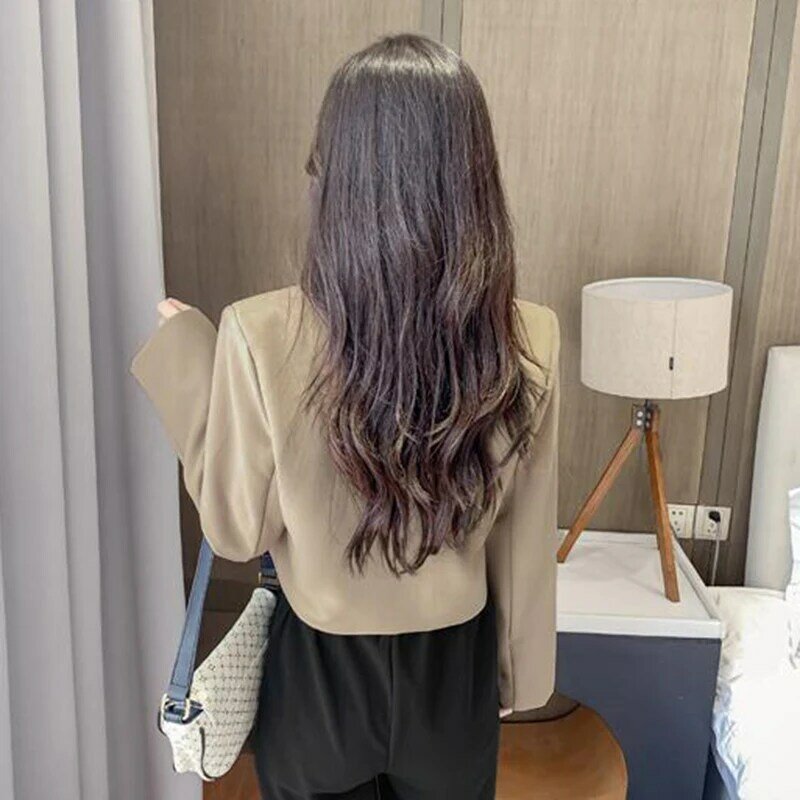 Korean Cropped Blazers Women Solid Color Simple Single-button Outwear Teens All-match Long Sleeve Office Suit Jacket blazer