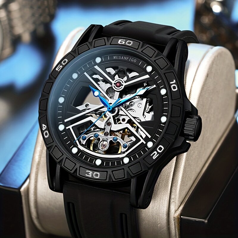 Męski w pełni automatyczny zegarek mechaniczny modny Trend spersonalizowany dwustronny pusty nocny blask wodoodporny męski zegarek na prezent