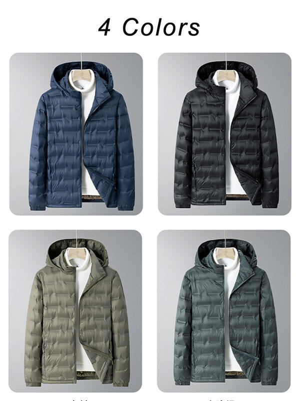 남성용 탈착식 화이트 덕 다운 재킷 모자, 따뜻한 후드 바람막이 퍼퍼 코트, 그래핀 히팅, 8XL, 2023 겨울 신상