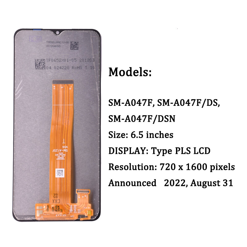 6.5 "dla Samsung A04S LCD A047 wyświetlacz LCD Digitizer z ekranem dotykowym do SM-A047F Samsung, ekran LCD SM-A047F/DS