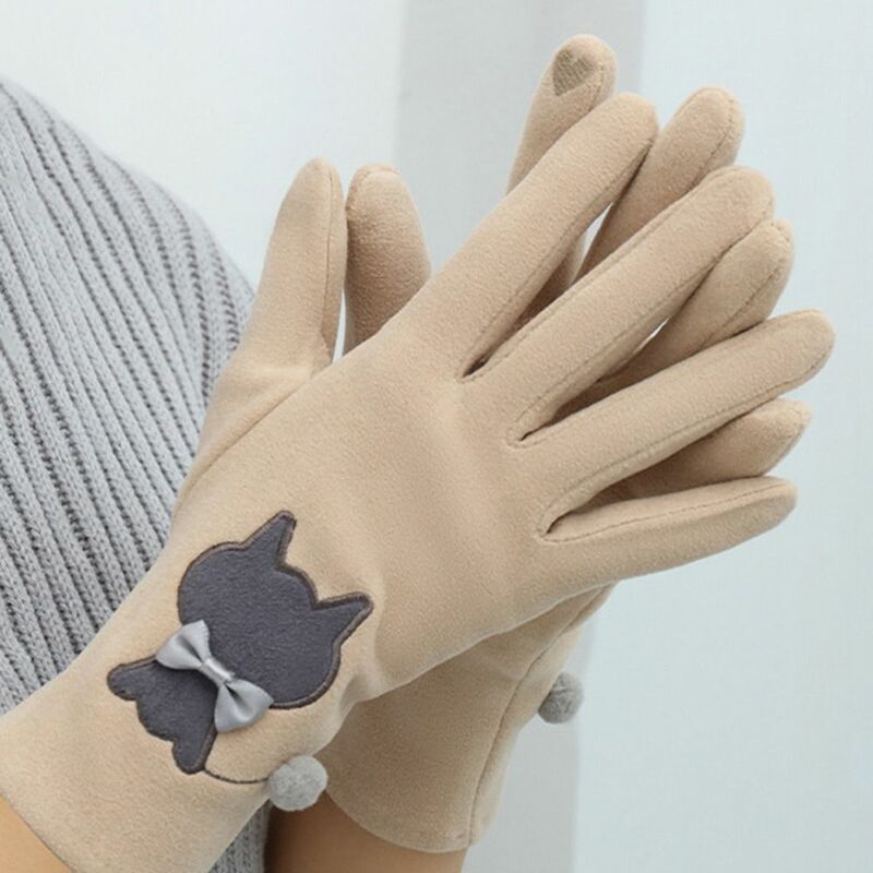 Зимние Бархатные перчатки с пятью пальцами, искусственные плюшевые перчатки для вождения, велосипедные перчатки в Корейском стиле, рукавицы для езды на открытом воздухе, Outdooor