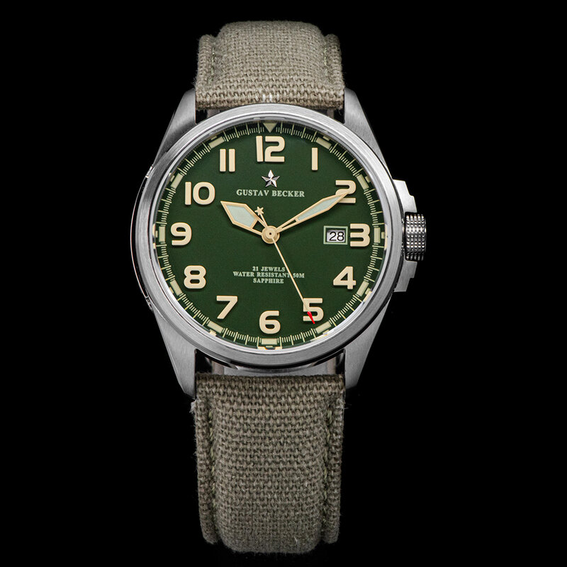 GB ساعة رجالية عسكرية سوبر مضيئة التلقائي ساعة اليد الميكانيكية NH35 Amry التقويم 43 مللي متر حالة الياقوت الكريستال 2022 جديد