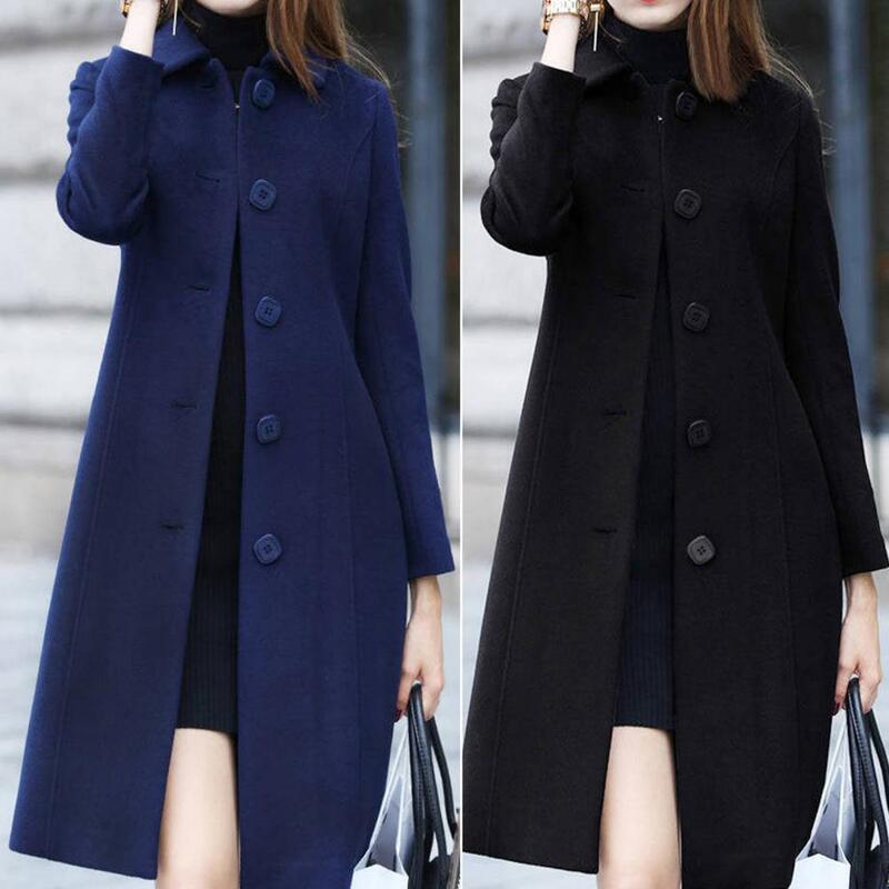 Lady Jacket Overcoat Women Coat Cardigan Soft  Fabulous Lapel Thermal Wool Coat