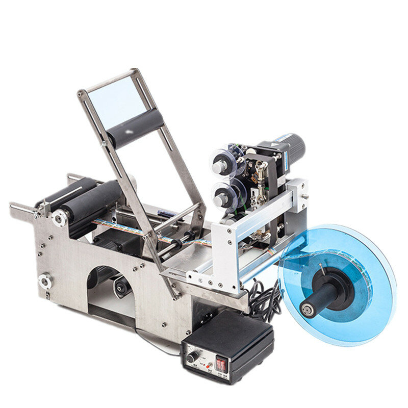 Rotuladora semiautomática de dupla finalidade com impressora para garrafas redondas