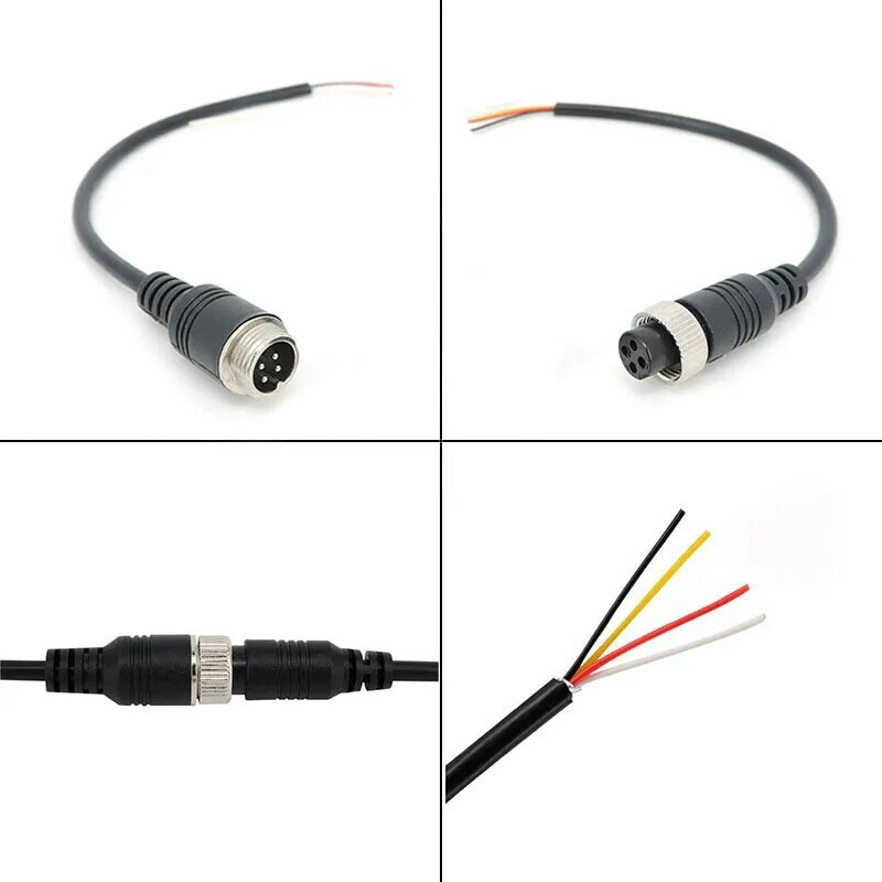 M12 Aviation Signal Cable Male Female Plug 4 Pin Wire for CCTV Car Camera DVR Video Monitor Subwoofer W28