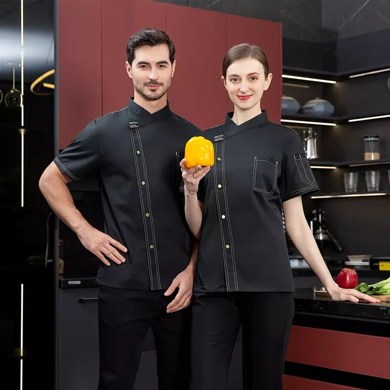Chaqueta Unisex para Chef de cocina, uniforme de Catering, restaurante, Hotel, camisa de ropa para hombre
