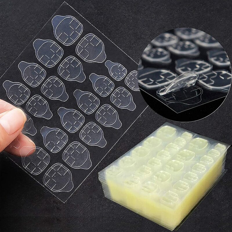 Pegamento de Gel transparente para uñas, cinta adhesiva Flexible de doble cara para presionar sobre puntas de uñas falsas, manicura DIY