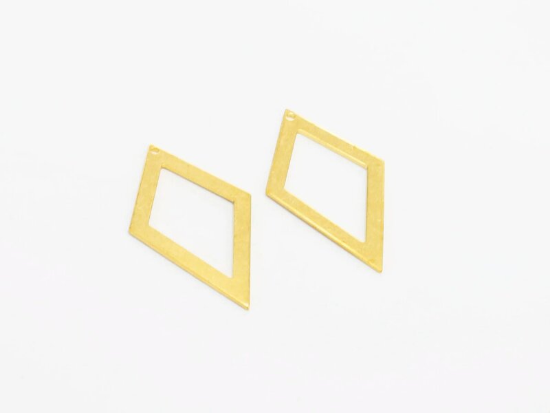 6pcs Brass earring charm brass rhombus pendant 41.5x24.7x1.1mm Raw brass Geometric findings -R1489