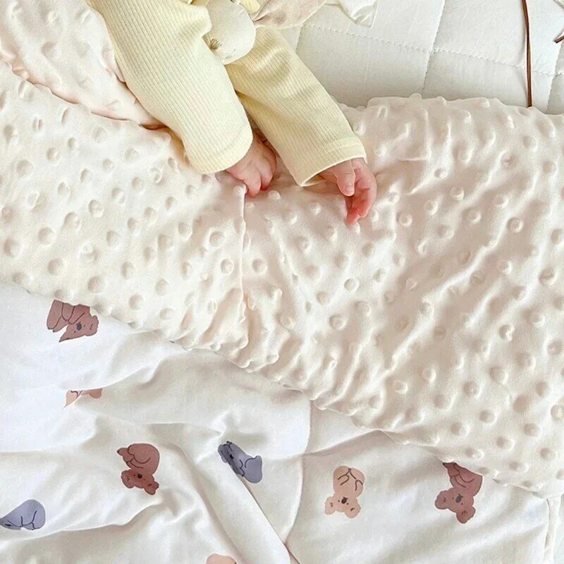 Infant Receiving Blanket with Dotted Backing Cotton Blanket for Baby