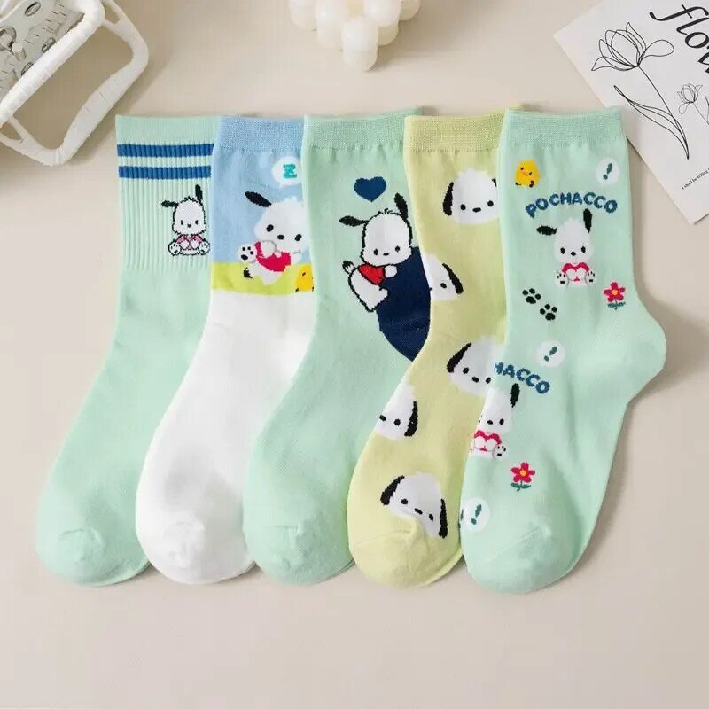 Cartoon Girls Short Socks Puppy Print Socks Cartoon Cotton Medium Tube Women's Sock Cute Puppy Casual Socks One Size Long Sock