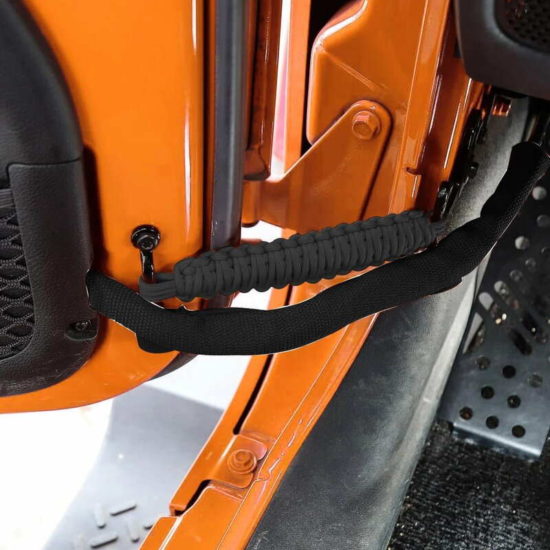 1 paio di cinghie limitatrici per porte Paracord cablaggio di protezione del filo nero per auto Jeep Wrangler JK 2007-2017 modifica della protezione