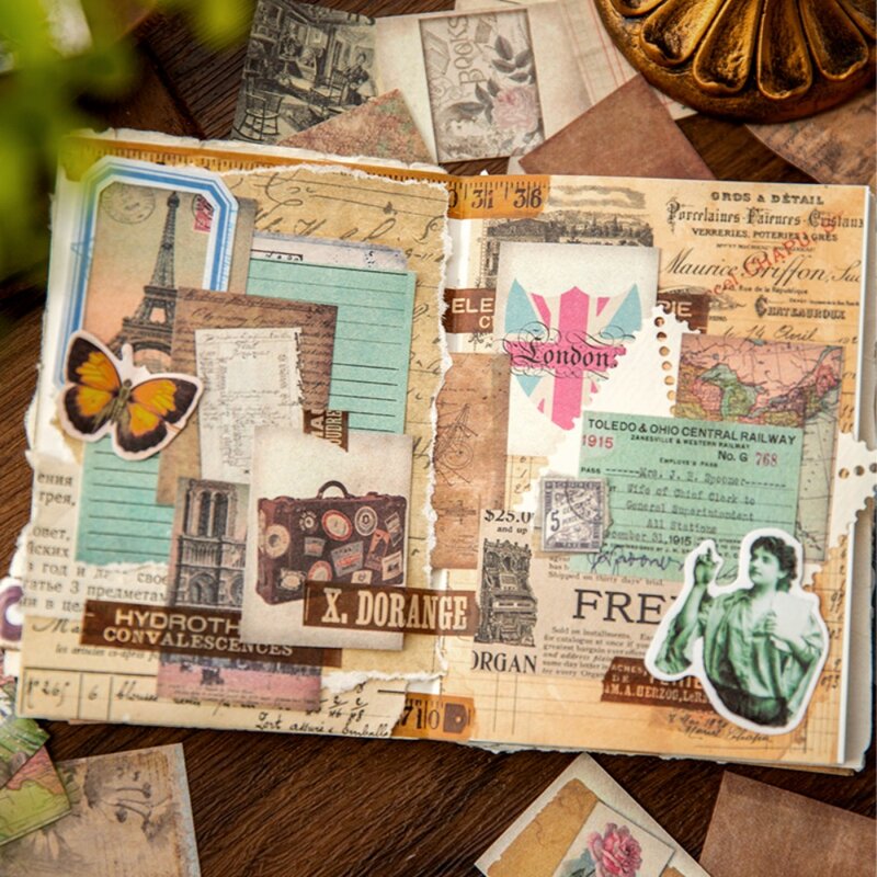 Mr. Paper-Papel de Material Floral Vintage, Mini libro creativo DIY, manual, Collage decorativo, cartulina, 60 piezas por libro