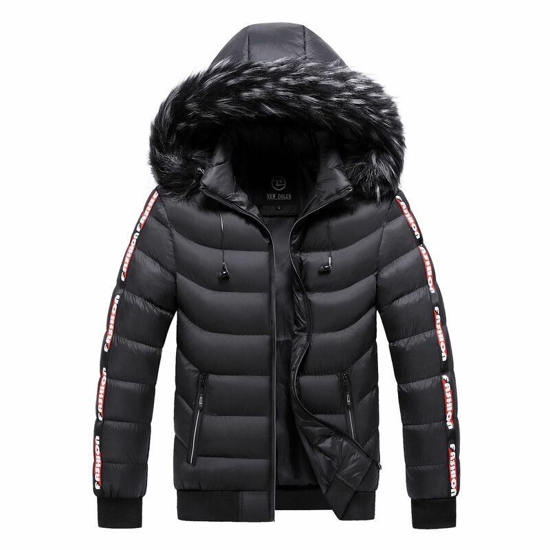 Jaqueta com capuz de gola de pele masculina, Parkas grossas quentes, outwear de algodão, marca casual, casaco de alta qualidade, inverno