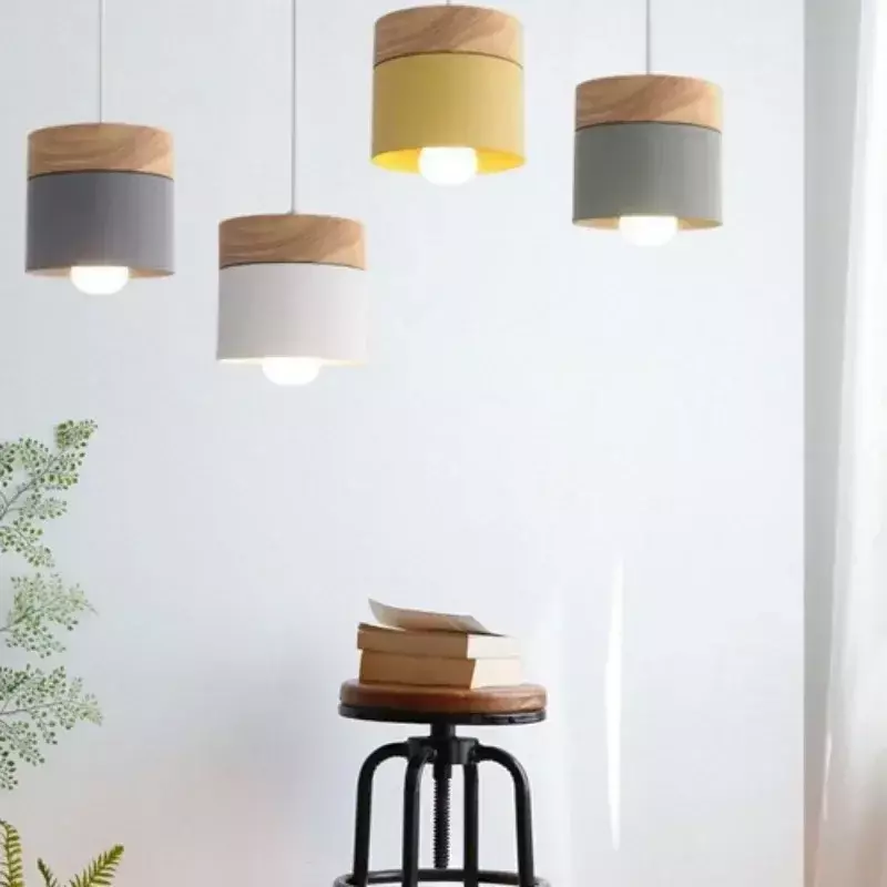 Macaron-luz de hierro forjado moderna para pasillo, lámpara nórdica creativa para restaurante, lámpara de un solo cabezal, blanca y gris, pequeña mesita de noche para dormitorio