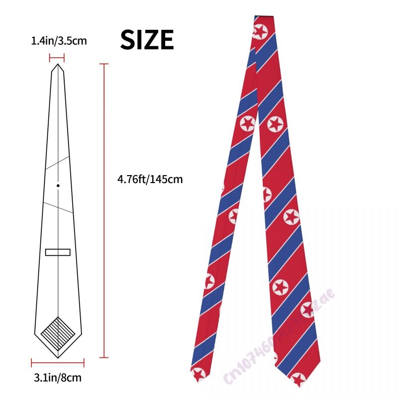 North Korea Flag Neck Ties For Men Women Casual Plaid Tie Suits Slim Wedding Party Necktie Gravatas For Gift Proud