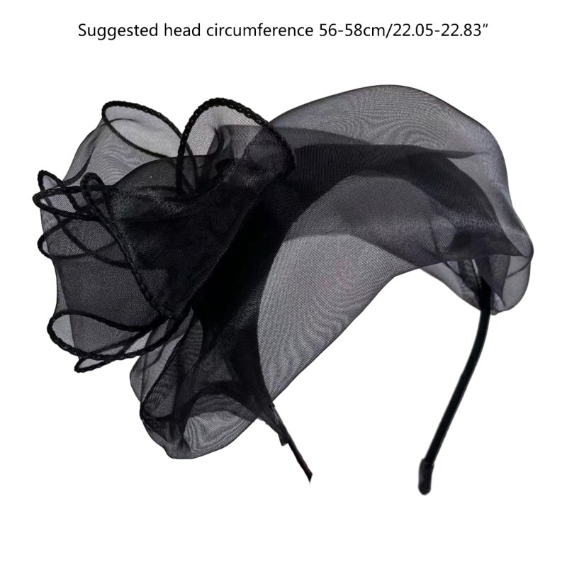 Fascia per mezzo cappello con volant alla per cene per adulti Cerchietto per capelli in stile francese Copricapo per per