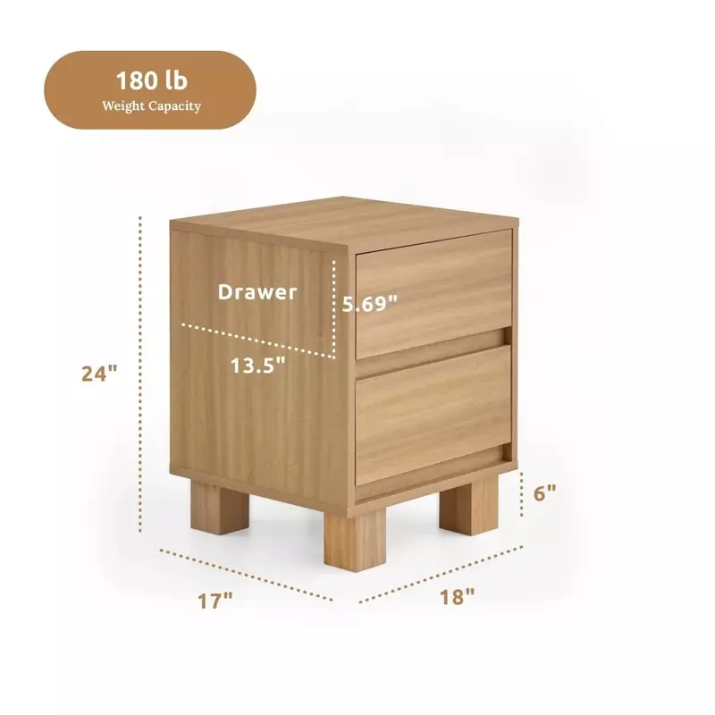 Nightstands Modern Wood 2-Drawer Nightstand With Square Legs Bedside Tables Furniture for Room Bedroom Bedside Table Coffee Home