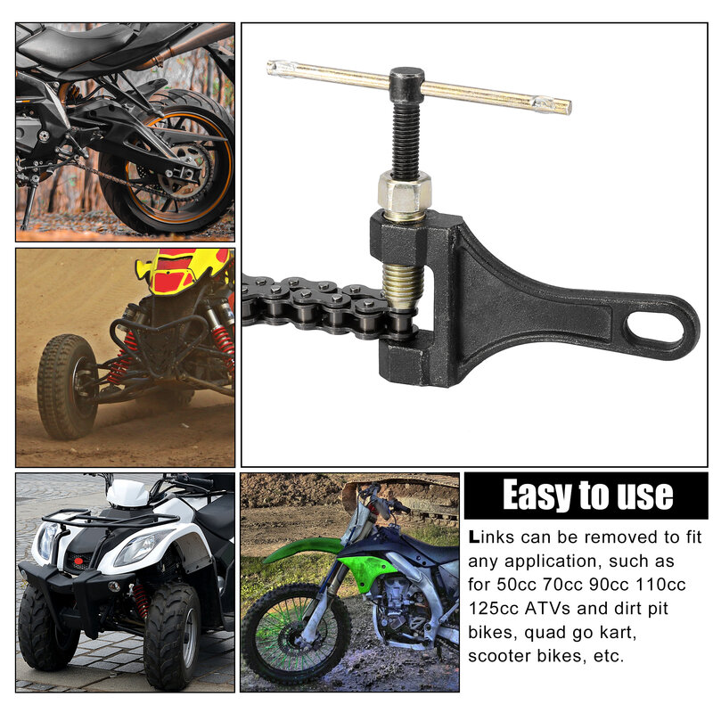 Motoforti-cadena para motocicleta, accesorio para moto, 428, 420, 92-122Links, con interruptor de cadena para 50cc 70cc 90cc 110cc 125cc Dirt Pit Bike ATV Scooter