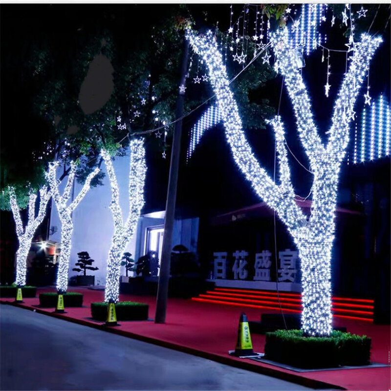 Criativo LED Christmas Tree Fairy String Lights, Luz impermeável ao ar livre do jardim, Guirlanda para festa, Decoração do casamento, 8 modos, 10m-100m